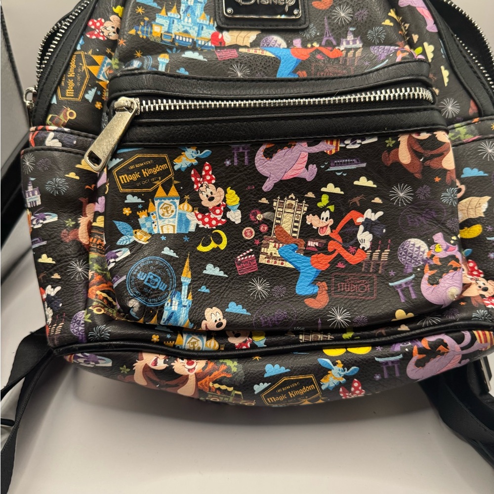 Disney Black Backpack with Multicolor Character Design